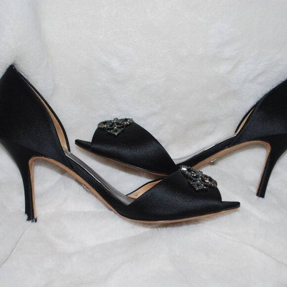 Beautiful Badgley Mischka Salsa Black Satin Embellished pump size 9 - Picture 7 of 11